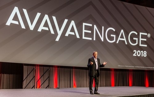 Jim Chirico, CEO of Avaya speaks to the audience about fostering innovative growth and cloud differentiation at Avaya Edge 2018 (PRNewsfoto/Avaya Holdings Corp.)