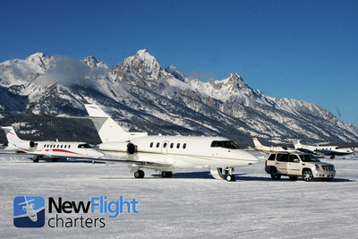 New Flight Charters private jet charter ready for departure from Jackson Hole Airport.