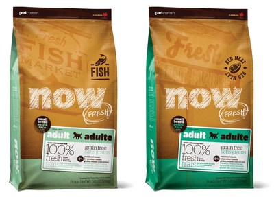Petcurean introduces new NOW FRESH small breed recipes with 100 percent fresh fish and red meat, featuring one of the smallest kibbles in the market, and made with 100 percent fresh omega oils and zero rendered ingredients.