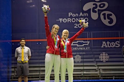 Samantha Cornett and Nikkole Todd. Photo: Squash Canada (CNW Group/Commonwealth Games Association of Canada)