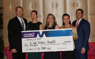 VWR Foundation President, Board and Committee Members present a $50,000 check in honor of the VWR Sales team.