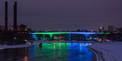 Philips Lighting and Minnesota Department of Transportation revitalize the iconic I-35W Saint Anthony Falls Bridge with connected LED lighting system capable of displaying spectacular light shows and dynamic effects. Photo credit: KuDa Photography on behalf of Philips Lighting
