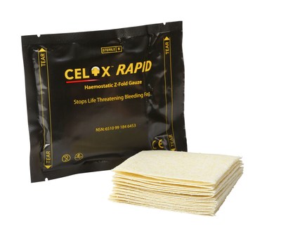 Celox Rapid the fastest haemostatic gauze is used to stop bleeding in traumatic injuries.