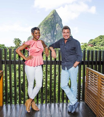 Co-hosts of Travel Channel's "The Trip: 2018" Kellee Edwards and Jack Maxwell on location in St. Lucia, one of two Caribbean islands featured in the special.