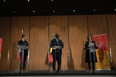 President Emmanuel Macron, President Macky Sall, and Julia Gillard. Credit: GPE/Heather Shuker