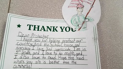 A letter of appreciation from a student at Eden Lake Elementary School.