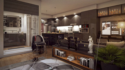 L'un des trois modles d'appartements disponibles avec mobilier modulable. www.yimbyproject.com (Groupe CNW/Rseau Slection)