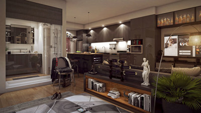 L'un des trois modèles d'appartements disponibles avec mobilier modulable. www.yimbyproject.com (Groupe CNW/Réseau Sélection)