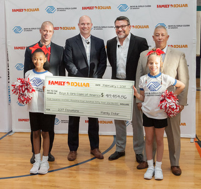 Family Dollar presents Boys & Girls Clubs of America with a donation of more than $419,000 on Thursday, Feb. 1, 2018. (PRNewsfoto/Boys & Girls Clubs of America)