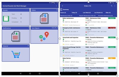 Screenshot of Unvired's Rounds and Work Orders Mobile App for SAP Plant Maintenance