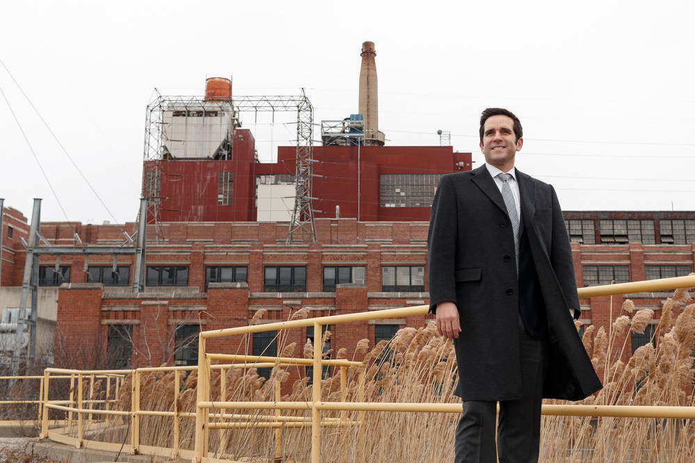 Roberto Perez, Managing Partner, President, Hilco Real Estate Redevelopment Partners at the Crawford Power Generating Station site that Hilco plans to remediate and transform into an economic engine in the Little Village neighborhood/Chicago. The 70-acre site, shuttered since 2012, holds great promise as a “last-mile” distribution and logistics facility.  PHOTO CREDIT:  Jon Shaft