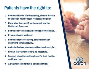 Caron Treatment Centers Sets the Standard in Addiction Treatment with Patient's Bill of Rights
