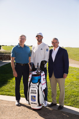 Dustin Johnson, PGA TOUR Golfer and newest RBC brand ambassador joined by Dave McKay, President and CEO, RBC and Jay Monahan, PGA TOUR Commissioner (CNW Group/RBC)