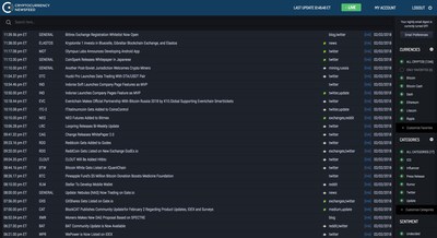 Cryptocurrency Newsfeed screenshot