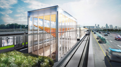 Architectural renderings of different stations and engineering works of the Réseau express métropolitain (REM). (CNW Group/CDPQ Infra Inc.)