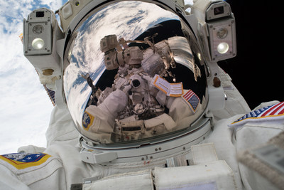NASA astronaut Mark Vande Hei captured this "space-selfie" while performing the first spacewalk of 2018 on Jan. 23 at the International Space Station. Credit: NASA