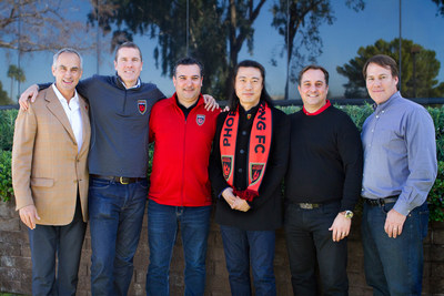 Phoenix Rising FC Board of Directors welcomes their newest owner and member, Alex Zheng.  Shown from left to right:  Co-Owner & Director - Tim Riester, Co-Owner & Co-Chairman – Brett Johnson, Co-Owner & Governor – Berke Bakay, Co-Owner & Director – Alex Zheng, Co-Owner & Director – Mark Detmer, Co-Owner & Director – William Kraus