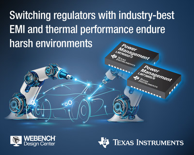 TI’s 5-A and 6-A LM73605/6 and 2.5-A and 3.5-A LM76002/3 DC/DC step-down buck converters simplify the process of achieving EMI compliance and high reliability for rugged industrial and automotive applications