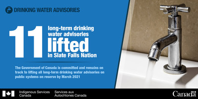 Federal government and Slate Falls Nation mark significant milestone as Ontario First Nation lifts eleven long-term drinking water advisories (CNW Group/Indigenous and Northern Affairs Canada)
