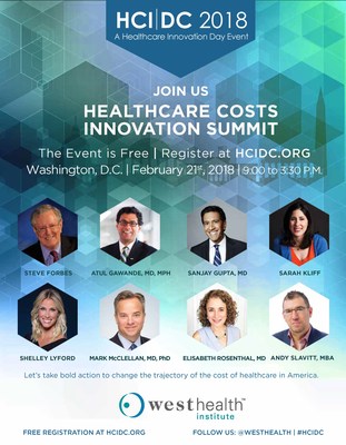 Atul Gawande, Steve Forbes, Mark McClellan, Andy Slavitt and Sanjay Gupta join West Health and others to chart a path forward on making healthcare more affordable at West Health's Healthcare Costs Innovation Summit in Washington D.C. on Feb. 21. Register to attend or stream the free summit now at HCIDC.org.