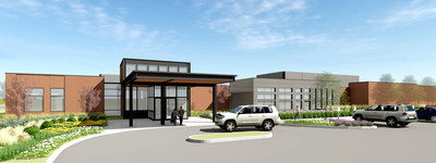 Architectural rendering of the future inpatient rehabilitation hospital being built by Encompass Health and Saint Alphonsus