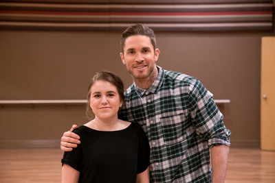 Blake McGrath, renowned Canadian choreographer, dancer and recording artist,  helps Alyssa give her dance troupe a surprise this Valentine's Day. (CNW Group/WESTJET, an Alberta Partnership)