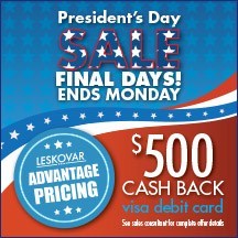 Car buyers may be able to get a $500 Visa Debit Card with the purchase of a used vehicle during the Leskovar President’s Day sale.