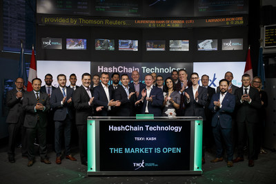 Patrick Gray, CEO HashChain Technology Inc. (KASH) opens the TSX Venture Exchange market. (CNW Group/HashChain Technology Inc.)