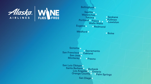 In celebration of National Drink Wine Day Feb 18, Alaska Airlines expands Wine Flies Free program along the West Coast. Select flights to receive complimentary glass of wine Sunday.