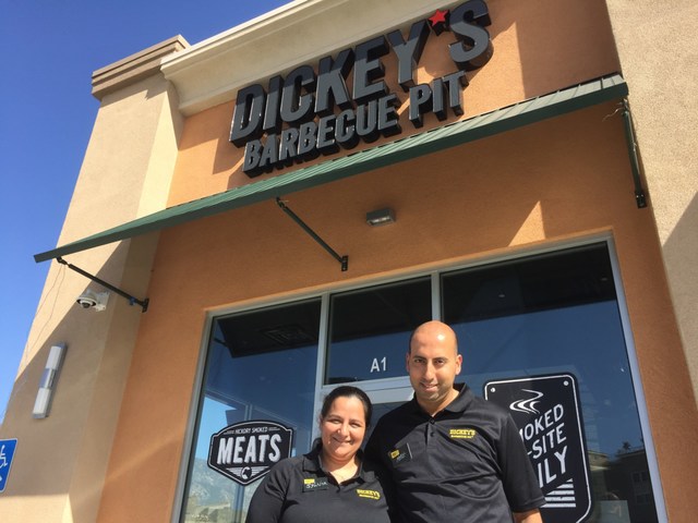 Local Dickey's franchisees Mike and Sylvia Gebrael open their first Dickey's Barbecue Pit location in San Bernardino.