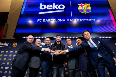 Josep Maria Bartomeu, President of FC Barcelona adds: “Today we are celebrating and formalising a strategic partnership agreement with a global brand and Europe’s leading home appliances brand active in 5 continents, in more than 140 countries, Beko.  We are united by a close and trusting relationship that began in the summer of 2014. Over this period, our club’s sporting successes and global projection have also been associated to the Beko image. As a result, Beko becomes a Main Partner alongside Rakuten and Nike. This partnership with a leading brand in their field is fundamental in remaining at the forefront of the elite in world football, while we also tackle the development of our major equity project, the Espai Barça and the strategic projects that will strengthen our position and singularity on a worldwide level.” (PRNewsfoto/Beko)