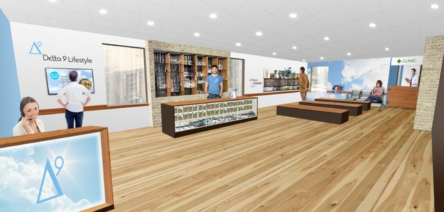 Artist's rendition of a Delta 9 Lifestyles retail store and clinic. The first Delta 9 clinic is already open and operating in Winnipeg, and would become the company's first retail store upon conclusion of a formal agreement with the Province of Manitoba. (CNW Group/Delta 9 Cannabis Inc.)