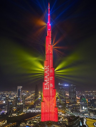 Emaar ushers in the Chinese New Year on Burj Khalifa. (PRNewsfoto/Emaar Properties)