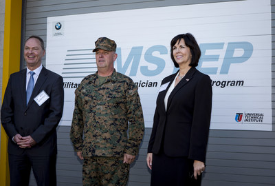 Bernhard Kuhnt, CEO of BMW of North America, Brig. Gen. Kevin J. Killea, Commanding General, Marine Corps Installations West-Marine Corps Base Camp Pendleton, Kim McWaters, CEO of Universal Technical Institute
