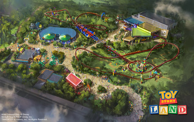 The reimagining of Disney's Hollywood Studios will take guests to infinity and beyond, allowing them to step into the worlds of their favorite films, starting with Toy Story Land. This new 11-acre land will transport guests into the adventurous outdoors of Andy's backyard. Guests will think they've been shrunk to the size of Woody and Buzz as they are surrounded by oversized toys that Andy has assembled using his vivid imagination.  Using toys like building blocks, plastic buckets and shovels, and game board pieces, Andy has designed the perfect setting for this land, which will include two new attractions for any Disney park and one expanded favorite. (Disney Parks)