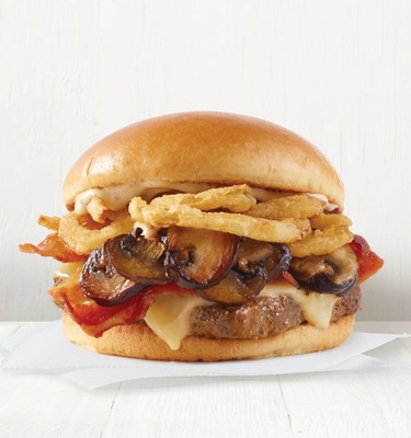 Wendy’s packs savory, mouthwatering flavors into the new Smoky Mushroom Bacon Cheeseburger. Building on fresh beef, the cheeseburger adds sautéed mushrooms, melty asiago cheese, crispy Applewood smoked bacon and crunchy fried onion tangles onto one bun.