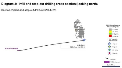 Diagram 3: Infill and step-out drilling cross section (looking north) (CNW Group/Rubicon Minerals Corporation)