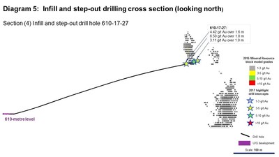 Diagram 5: Infill and step-out drilling cross section (looking north) (CNW Group/Rubicon Minerals Corporation)