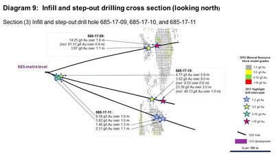 Diagram 9: Infill and step-out drilling cross section (looking north) (CNW Group/Rubicon Minerals Corporation)