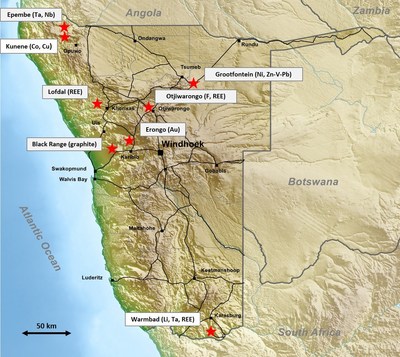 Figure 3 ? Namibia Rare Earths' Critical Metals Project Portfolio (CNW Group/Namibia Rare Earths Inc.)