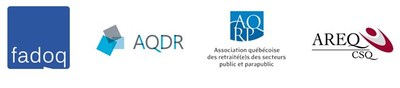 Logos : FADOQ, AQDR, AQRP, AREQ (CSQ) (Groupe CNW/Association qubcoise de dfense des droits des personnes retraites et prretraites)