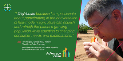 Dr. Tim Anglea, Global R&D Fellow, Citrus Science and Technology, The Coca-Cola Company, will be a featured speaker at the 2018 Bayer AgVocacy Forum. Dr. Anglea will address the topic of citrus greening.