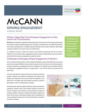 Thymometrics Honored to Support McCann Employee Engagement Program