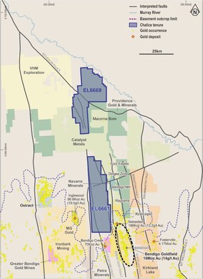 Figure 1- Project Location map of EL6661 and EL6669, Victoria Australia (CNW Group/Chalice Gold Mines Limited)