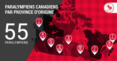 Paralympiens Canadiens par province d'origine (Groupe CNW/Canadian Paralympic Committee (Sponsorships))
