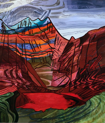 Barbara Grad, Red Rocks, 2017, oil on linen, 56 x 48