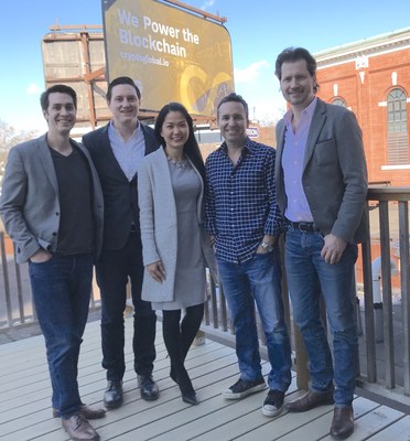 CryptoGlobal to acquire BitCity Group. Pictured from left to right: Jordan Black, Brandon Keks, Jill Javier, CryptoGlobal CEO Rob Segal and CryptoGlobal President James Millership. (CNW Group/CryptoGlobal Corp.)