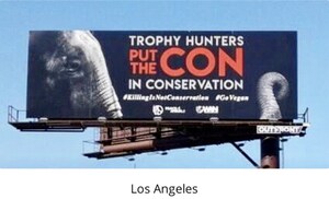 Peace 4 Animals &amp; World Animal News Launch New Billboard Campaign "Trophy Hunters Put The 'Con' In Conservation" in Los Angeles and Chicago