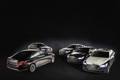 All five new 2019 Genesis G90 Vanity Fair Special Edition vehicles ready to arrive in character for Academy Awards week events.