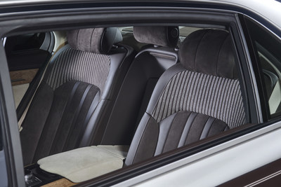2019 Genesis G90 Vanity Fair Special Edition - A Touch of Sensuality interior:  Brown Nubuck leather and desert sand Nappa leather interior offer a smooth embrace to the passenger.